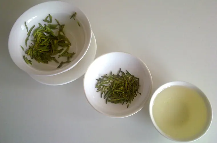 Feuilles et infusion de thé vert